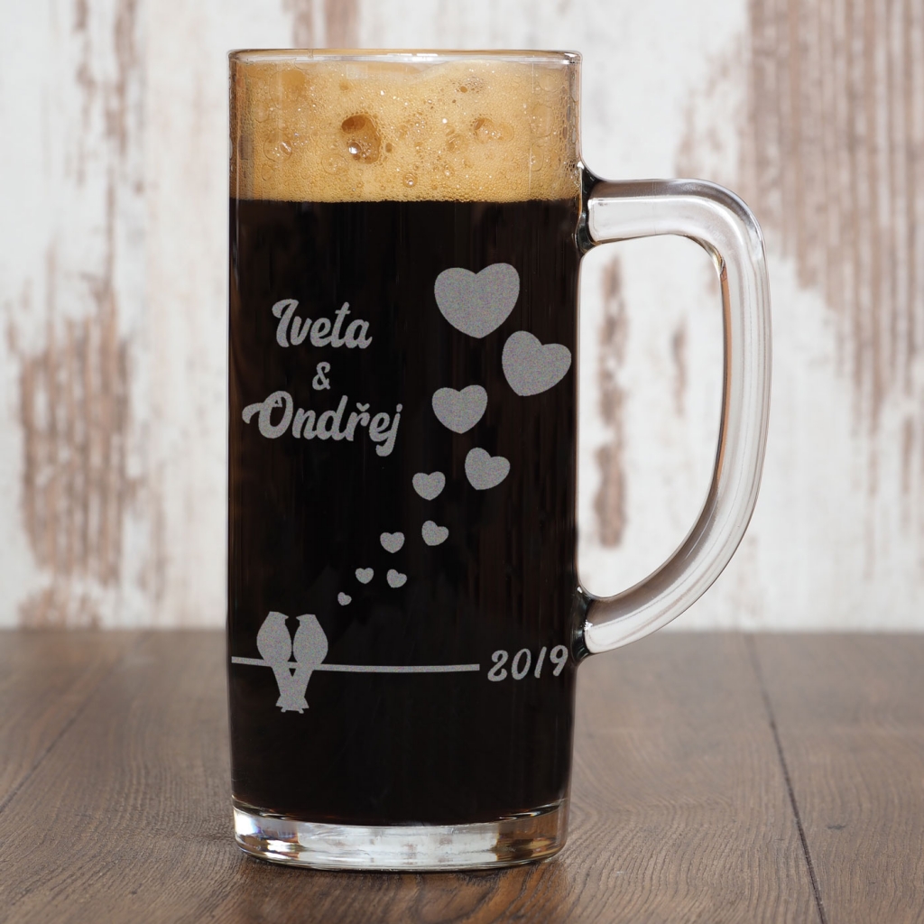 Valentýnský půllitr s ptáčky pro zamilované - 0,5 l